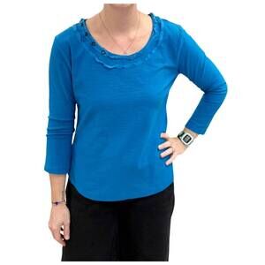 NEW TULIP CLOTHING bowen button detail top in azure